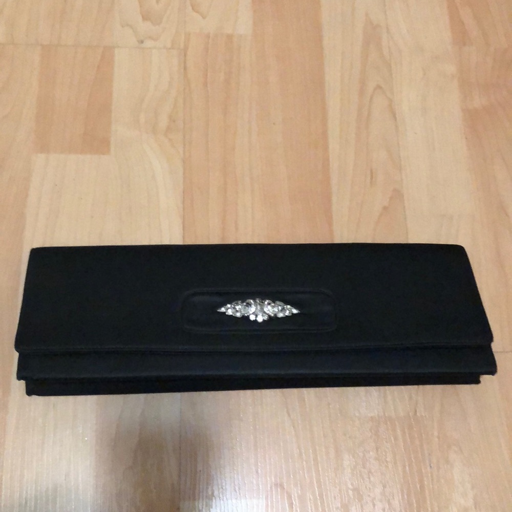 Eisenberg Originals Black satin rhinestone clutch
